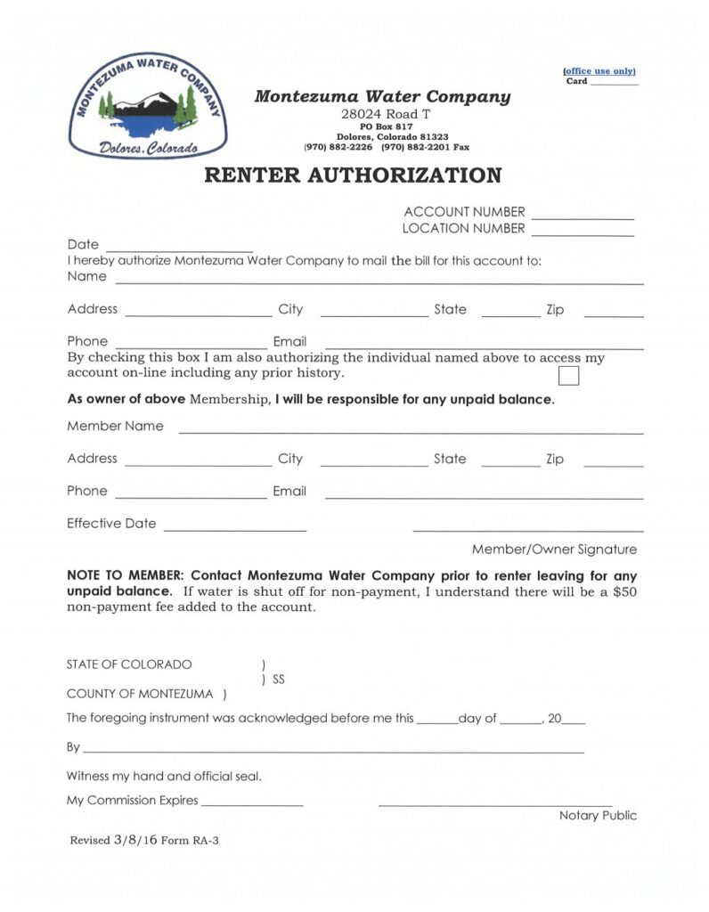 Renter Authorization Form