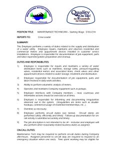 Here is the job description for the Maintenance Technician position...